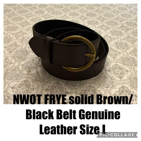 Frye | Accessories | Nwot Frye Solid Brownblack Belt Genuine  display picture 1